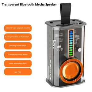 Nueva llegada transparente Mecha Armor altavoz de diente azul al aire libre hogar portátil RGB LED luz TWS creativo Audio armadura altavoz - Product Image 3