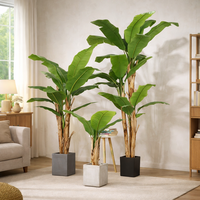 Plante tropicale artificielle Bonsaï Palmier du voyageur Arbre artificiel bananier avec feuilles en tissu ou en plastique