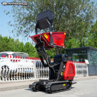 Mini-dumper sur chenilles Rhinoceros XN800 de 0,8 tonne avec moteur diesel Kubota et levage hydraulique PLC pour travaux de construction