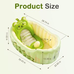 Baignoire gonflable pour bébé en forme d'ours mignon, piscine pliable pour nouveau-né avec support, baignoire pour tout-petits de 0 à 6 ans - Product Image 2