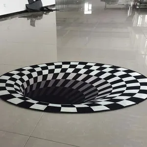 3D打印效果地毯黑洞地毯圆形地毯的视觉错觉
