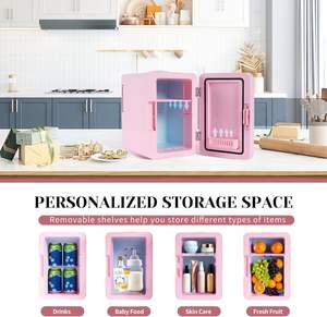 Mini-réfrigérateur portable pour soins de la peau 4L, style rétro avec miroir LED et refroidissement thermoélectrique pour voiture – Vente en gros - Product Image 6