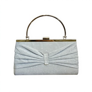 Cross-border New Shiny Bow Polyester Evening Bag With Pleated Design European Retro Style for Celebrity Parties Tanjing - Product Image 1