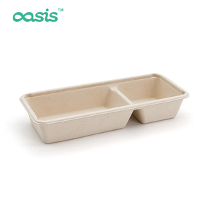 Vaisselle jetable compostable et biodégradable de 16 oz (500 ml) en bagasse de canne à sucre, étanche, résistante à la graisse, sans BPA, avec gaufrage pour accompagnement - Product Image 3