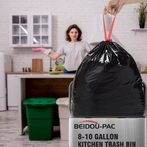 Bolsa De Basura De cuerda De alta resistencia al por mayor, <span class=keywords><strong>bolsas</strong></span> De basura con cordón de PE biodegradable de plástico reciclado negro de 120 litros - Product Image 6