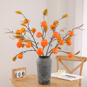 Rama de Caqui Artificial Mo Hua Ge, Flor de Seda Plástica, Decoración para el Hogar, Material para Arreglos de Frutas de la Fortuna del Año Nuevo Chino - Product Image 4