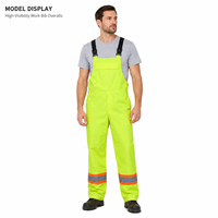 Overol de Seguridad con Tirantes Reflectantes de Alta Visibilidad, Impermeable, Antibacterial, Resistente a las Manchas, con Recubrimiento de PU, para Trabajo en Exteriores