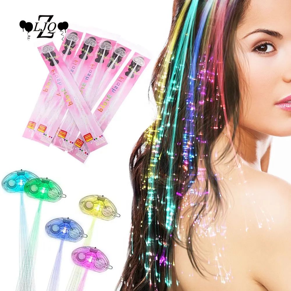 Parlayan saç örgü noel süslemeleri LED kafa bandı parti Hairlights cadılar bayramı parlayan örgü klip Neon doğum günü Glow Rave
