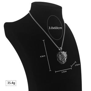 Collar con Colgante de Cabeza de Tigre de Bengala, Estilo Punk Rock, Acero Inoxidable 925, para Hombre - Product Image 6