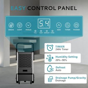 Euhomey 160 Pints Commercial <b>Dehumidifier</b> With Pump And Drain Hose For Basement Use - Product Image 3