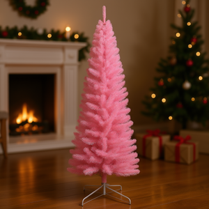 Sapin de Noël artificiel Douglas Fir Pencil de 8 pouces, rose, pour décoration intérieure, avec base, léger, installation facile - Product Image 2