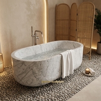 Baignoire en marbre Calacatta Viola massif sculpté à la main, style moderne et luxueux, JUNREN, baignoire en pierre naturelle pour salle de bain