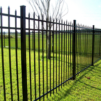 Panneau de clôture tubulaire moderne noir thermolaqué pour usage résidentiel et commercial, sécurité extérieure, en acier galvanisé au zinc