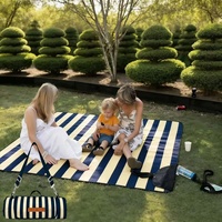 Tapis de pique-nique et de camping extra large imprimé cabana, imperméable, léger, doux, pliable, lavable, durable, avec sangle et poignée