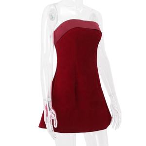 Robes mini en velours <span class=keywords><strong>sans</strong></span> bretelles, tenues de club sexy, robes de soirée à épaules dénudées, robes de bal de promo - Product Image 5