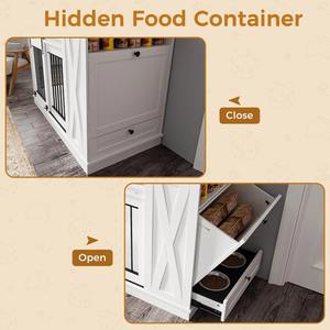 Luxuriöse Moderne Farmhaus-Holzhundehütte mit Schiebetür im Scheunenstil, Große Innenhundehütte mit Futterstation und Aufbewahrungsschubladen - Product Image 5