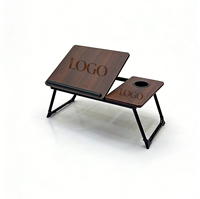 Table de lit réglable pour ordinateur portable - Pliable et portable avec plateau inclinable et porte-gobelet pour lit, canapé, maison, bureau