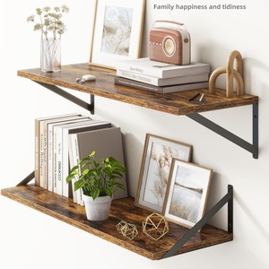 Ensemble de 2 étagères flottantes doubles robustes en MDF et fer, pour rangement d'épices, pour cuisine, salon, salle de bain, montage mural, grande taille - Product Image 1