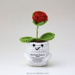 Flores Artificiales Tejidas a Mano, Rosa de Ganchillo Positiva en Maceta Blanca para Navidad y Acción de Gracias - Product Image 6