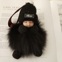 Porte-clés en peluche bébé endormi mignon de 10 cm, pendentif de voiture lumineux, breloque de sac en coton et PVC, cadeau OEM, vente en gros