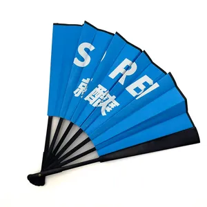 Custom Cover Printing Hand Fan Rave Bamboo Decoration Big Size Fabric Fans With Logo Wedding Souvenirs For Guests Gifts