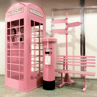 Cabine téléphonique de qualité, détachable, pour foires aux fleurs, cabine téléphonique dorée, livre audio, cabine téléphonique debout pour mariage