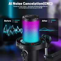 Microphone de jeu à condensateur RGB professionnel CMTECK, USB Type-C, réduction de bruit, design portable, compatible avec les smartphones, ordinateurs, studio