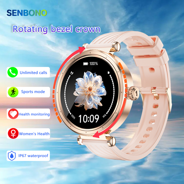 SENBONO D18 Unisex Sport Smart Watch Dual Rotating Crown IP67 Touchscreen Display Fitness Tracker Heart Rate Monitor Calculator