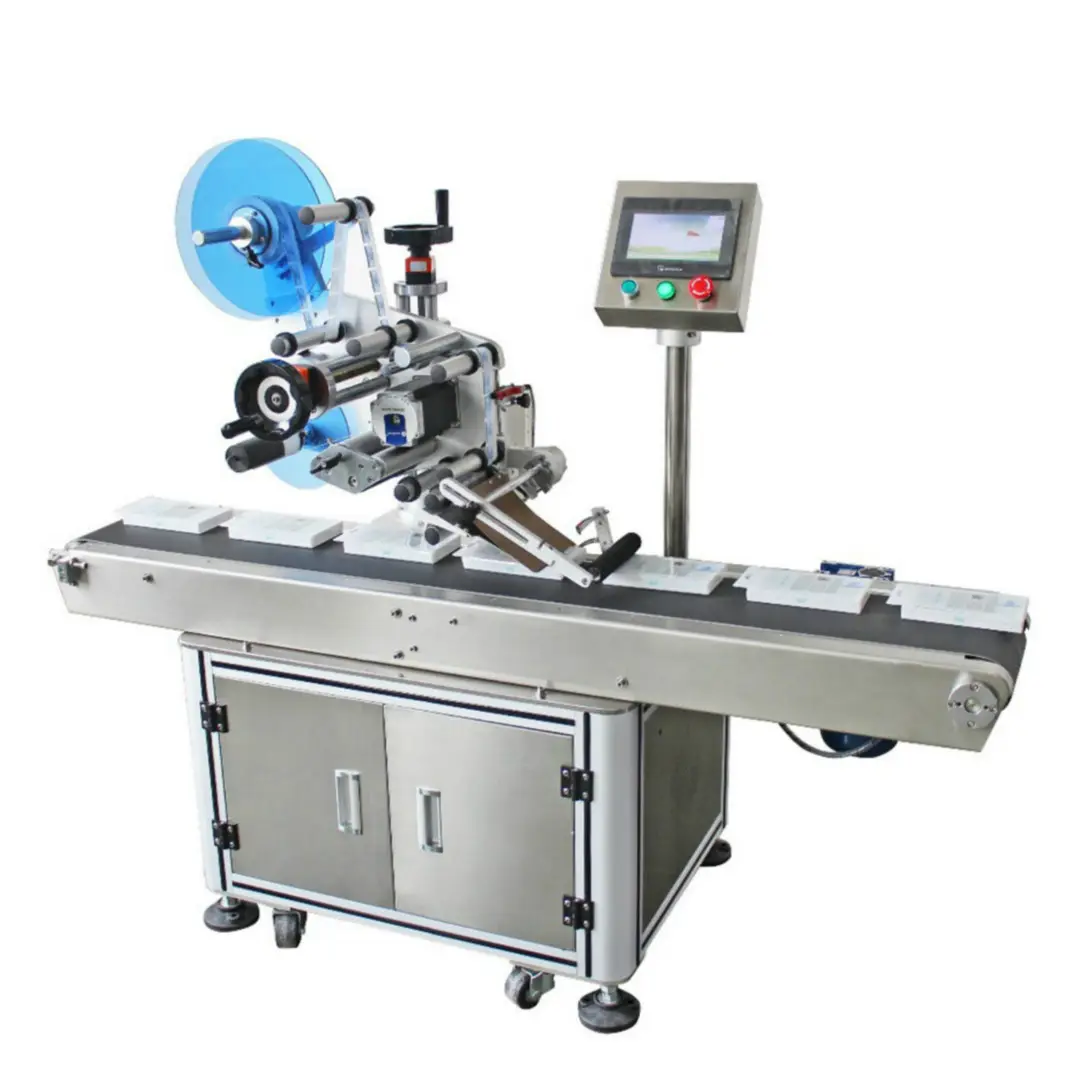 Fabriek Prijs Bar Code Print Plakken Label Applicator, Automatische Doos Kartonnen Pouch Opp Zak Platte Etikettering Machine
