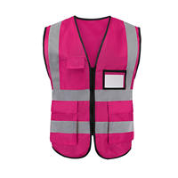 Custom Pink Red Orange Safety Work Vest with Reflective Strips Reflective Vest for Construction Cycling Motorcycle Delivery