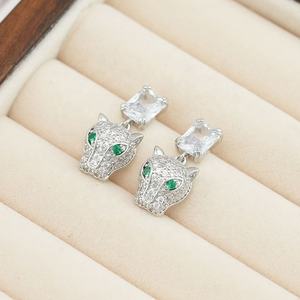 High Grade 925 <b>Silver</b> Luxury Leopard Head Earrings Full Diamond Zircon New Compact <b>Stud</b> Exquisite Design for Women Wholesale - Product Image 6