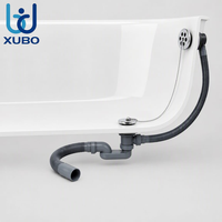 Kit de vidange de baignoire avec bouchon et chaîne G 1 1/2 chromé, sans tuyau de trop-plein flexible ondulé, universel, installation facile