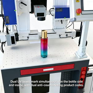 Marquage laser UV double tête pour codes parallèles, codes QR et codes de série internes sur bouteilles, pour l'anti-contrefaçon des emballages haut de gamme - Product Image 1