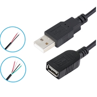 Kabel ekstensi catu daya USB mikro 2.0 A Female Jack, kabel ekstensi catu daya 4 Pin 2 Pin 4 kabel DIY jalur Data kabel pengisi daya Tipe C kawat 1m 2m