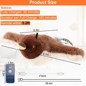 Inteligente eléctrico recargable felpa táctil activado gorrión chirrido Tweet mascota movimiento interactivo aleteo alas pájaro juguete para gatos - Product Image 2