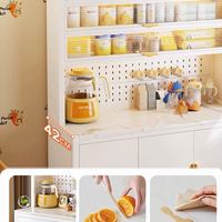 Armoire de rangement autoportante en métal à 6 niveaux pour salon, réglable avec barre de comptoir, roulettes et crochets, grande capacité
