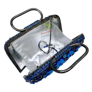 Glossy Enameled Floral Women Evening Bag Shimmering Crystal Clutch <b>Purse</b> Top Handle Clutch Bags with Detachable Chain - Product Image 6