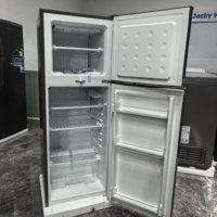 Réfrigérateur-congélateur domestique à double porte 138L, 2 portes, refroidissement direct, étagères en fil métallique, gris, pour villa, chalet et cabane