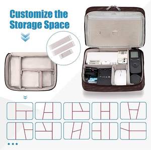 Échantillon gratuit Sac organisateur de câbles de voyage, Étui pour accessoires électroniques Sac de rangement pour câbles portable à double couche - Product Image 5