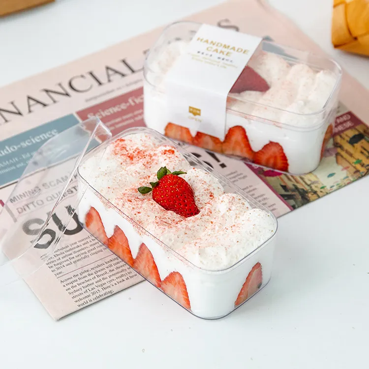 도매 무스 케이크 상자 일회용 티라미수 아이스크림 디저트 플라스틱 케이크 상자 투명