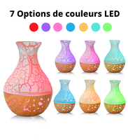 Humidificateur élégant en forme de vase à effet de fissure en bois, diffuseur de brume froide avec étoiles et lunes pour la décoration de chambre