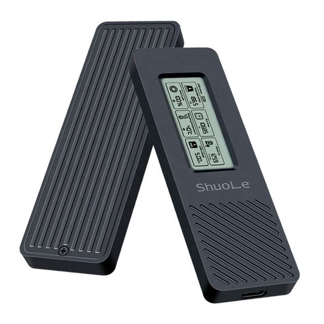 LCD 10Gbps USB C Portable NVMe M.2 Enclosure USB 3.2 Gen2 Support UASP Trim for M/B+M Key NVMe and SATA in Size of 2280