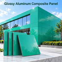 Panneau composite en aluminium brillant 4 mm 4x8 pieds, revêtement FEVE bleu, panneau ACM pour revêtement d'entrée de salle d'exposition