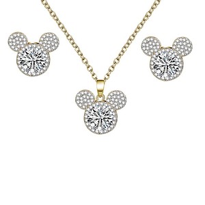 Conjunto de Joyería de Cobre con Cabeza de Mickey Mouse, con Colgante y Aretes de Zirconia, para Mujer, Regalo, Joyería de Moda - Product Image 5