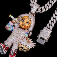Colgante de Personaje de Muñeca de Terror con Incrustaciones de Moissanita en Plata 925 para Hombre, Estilo Hip Hop, Regalo para Fiestas
