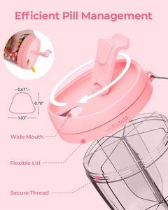 Conteneur personnalisé 150 ml rouge rose vide pour suppléments, vitamines, gélules, pilules, organisateur hebdomadaire 7 jours, résistant aux enfants, en PP de qualité alimentaire - Product Image 3