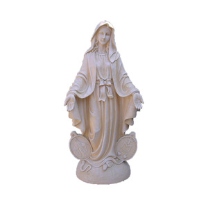 Statua Religiosa Personalizzata Grande da Esterno in Resina, della Vergine Maria Madre della Misericordia, con Croce Artistica Dipinta a Mano - Product Image 2