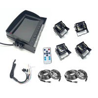 4 Kamera Bus Truk Monitor Quad Layar Terpisah 7 Inci Input Video 4CH Model Kaca Depan untuk Kamera Pandangan Belakang Mobil