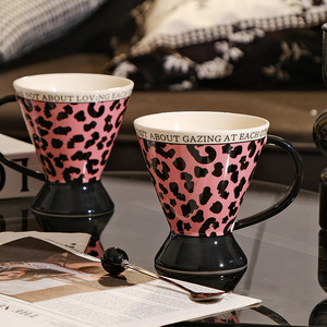 Leopard Print Handmade Mug Light Luxury Ceramic Cup with Unique Handle - Product Image 2