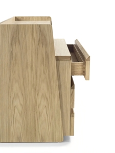 Mesita de Noche Moderna <span class=keywords><strong>N</strong></span>órdica con Acabado Laminado de Roble, Mueble de Almacenamiento para Dormitorio, Mesita de Noche para el Hogar - Product Image 2